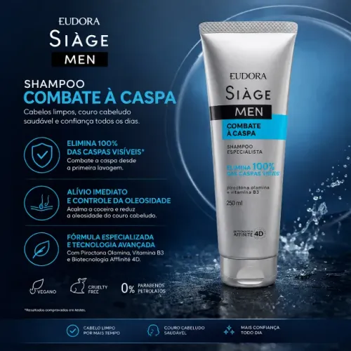Shampoo Siàge Men Combate À Caspa 250Ml Eudora