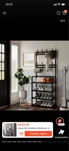 Multiuso c/ Sapateira, Cabideiro e Suporte p/ Roupas, Tênis e Closet Quarto