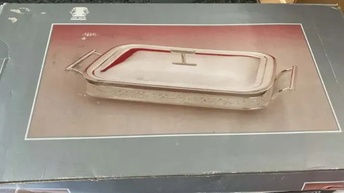Travessa inox e vidro - nova