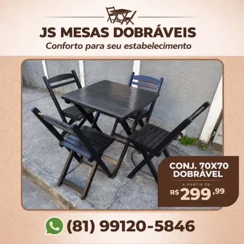 Mesas 70x70 pretas 