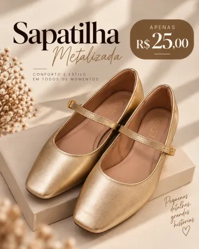 Sapatilha metalizada 
