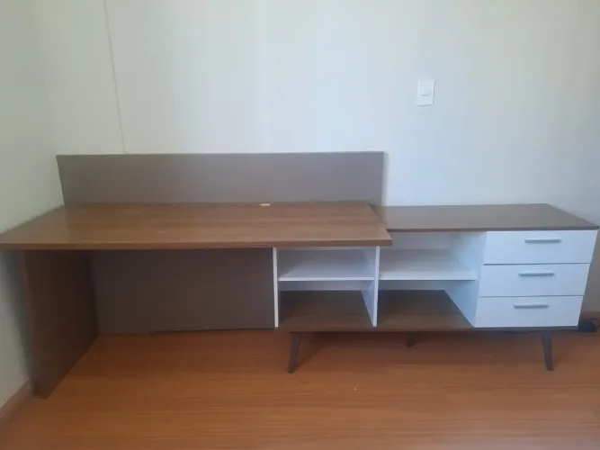 Escrivaninha para Computador 3 Gavetas Madesa Lisboa Branco/Rustic