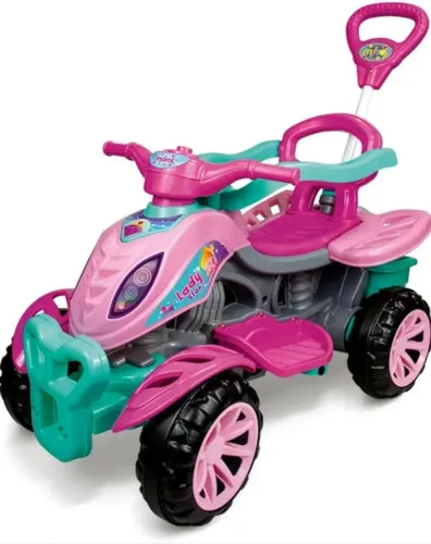 Quadriciclo Infantil Feminino Lady Star Rosa +9 Meses com Guia. Maral