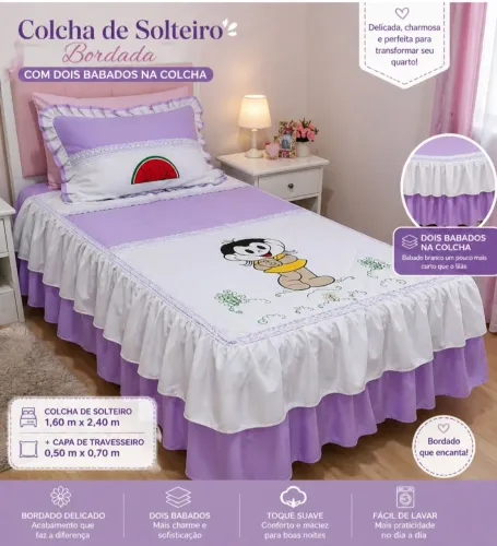 Colcha nova de solteiro feminina única peça em estoque