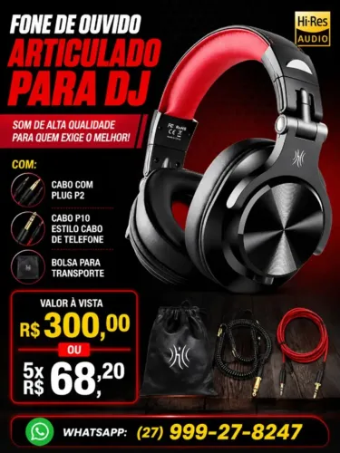 Fone de ouvido articulado para DJ
