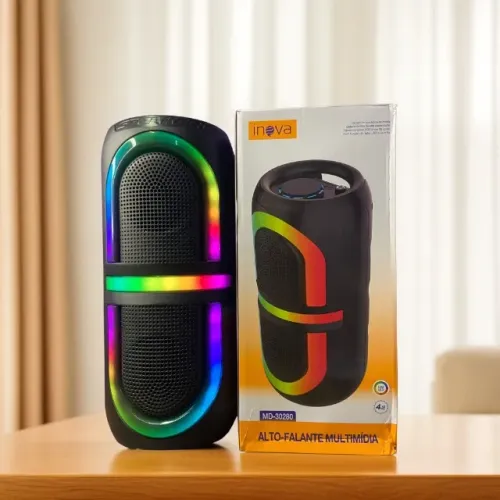 Caixa de Som Alto-Falante Multimídia Bluetooth Led RGB - MD-30280 iNova an8