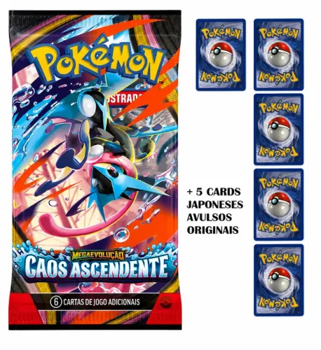 Booster Pokémon TCG Caos Ascendente Original + 5 Cards Japoneses de Brinde