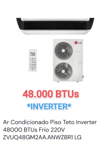 Ar Split Piso Teto LG INVERTER 48000 BTUs + 220v bifásico + Nota + Garantia + Cartão 12x
