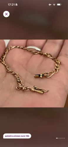pulseira ouro 18k maciça antiga (6g) - elo figaro - relíquia de herança