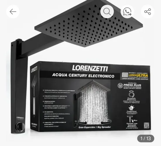 Chuveiro eletrônico lorenzetti acqua