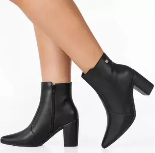 Bota feminina de salto bloco bico fino tamanho 37