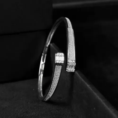 Bracelete Pulseira Feminina Cravejado Brilhantes em Prata 925 Legítima