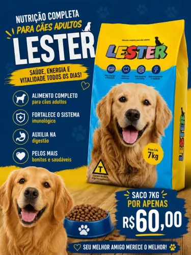 Ração lester cachorro adulto 7kg
