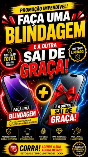Promoção blindagem de celulares e smart watch fazendo uma ganha a outra 