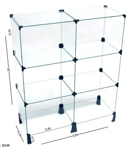 Balcão de Vidro 0,80 X 1,00 6 Módulos Para Comercintes