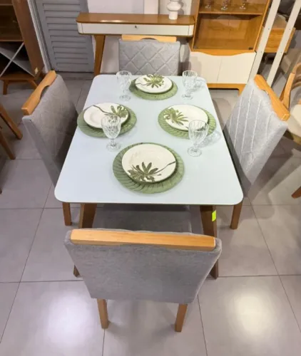 Mesa de Jantar Iraci com Cadeira Stella 100 _ Madeira Maciça 114x80cm - Capital Atacadista