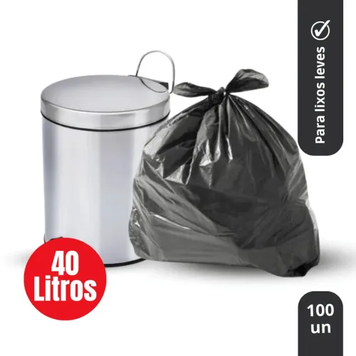 Saco de Lixo Preto 40L c/100 Unidades - Barato