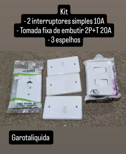 Kit 1 interruptor duplo 1 tomada e 3 espelhos