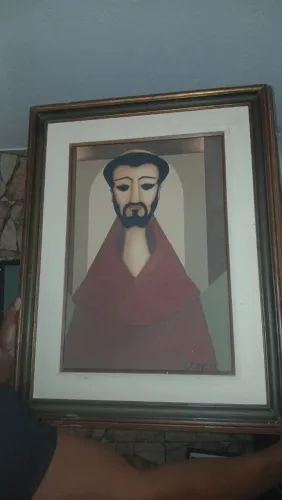 Quadro Óleo Sobre Tela "Francisco Bernardone" - J. Basto (1988) C/ Moldura