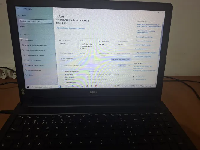 Notebook Dell Core i5 7ª Geração | 8GB RAM | SSD 224GB | Tela 15,6"
