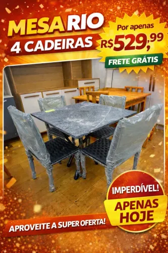 Mesa de Jantar Rio 4 Lugares Frete Grátis