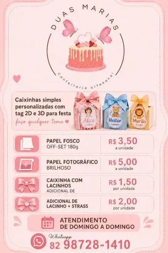 Caixinhas personalizadas para festa