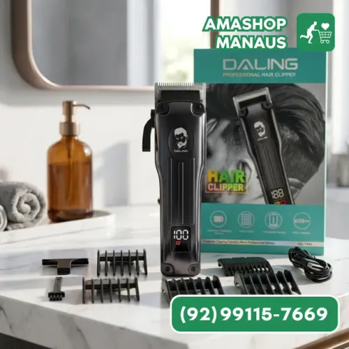 Máquina de Cortar Cabelo Profissional Preta Darling Sem Fio