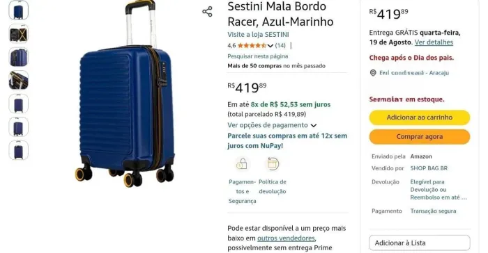 Sestini Mala Bordo Racer, Azul-Marinho