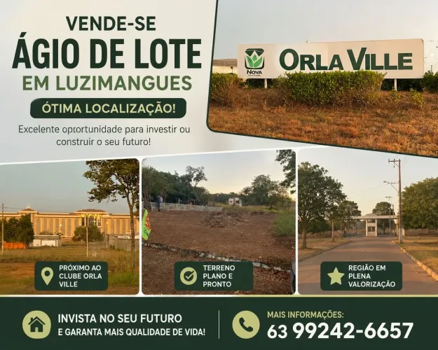Vendo ágio de um lote em luzimangues loteamento atrás do resort 