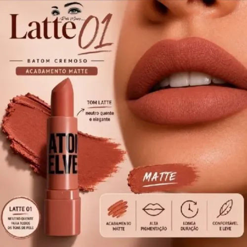 Batom matte hidratante cobertura perfeita cores com efeito matte pra queimao de nova colec
