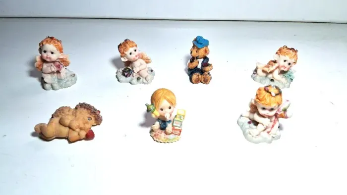 Conj. c/ 7 Enfeites - Miniaturas - Anjinhos/Urso