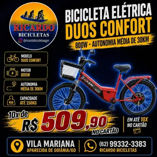 Bicicleta Elétrica Duos Confort 800W