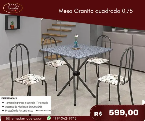 Mesa Granito quadrada , à pronta entrega