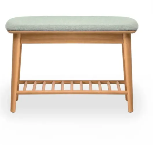 Banco Sapateira com Prateleira Ripada Liva 70 cm x 36 cm Tauari Cinza Esverdeado