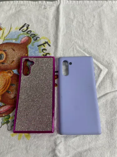 CAPINHA DE CELULAR SAMSUNG NOTE 10 - SILICONE ROXO em STRASS e LILÁS