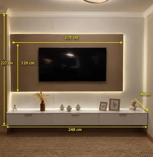 Painel de TV Planejado com Rack Suspenso e LED
