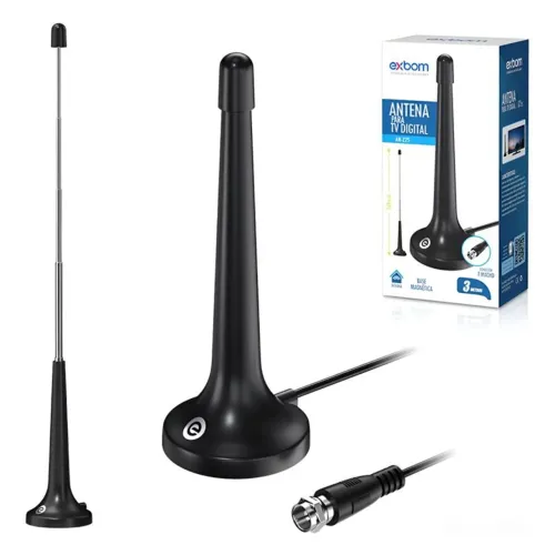 Antena Digital Amplificada interna e externa 4dbi 5 metros HDTV/UHF/VHF