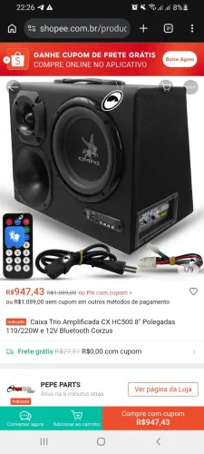 Caixa de som de carro e funciona em casa tbm