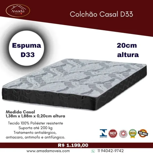 Colchão Casal D33 - à pronta entrega