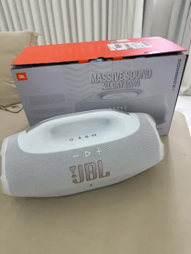 Caixa de som Bluetooth a prova de água boombox 4jbl branca
