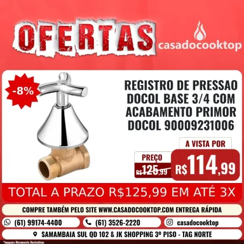 REGISTRO DE PRESSAO DOCOLBASE 3/4 COM ACABAMENTO PRIMOR DOCOL *06