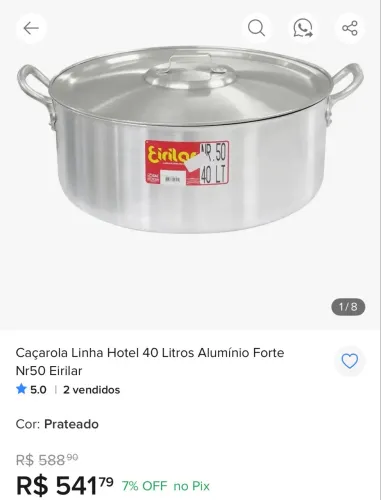 Caçarola com tampa 40 Litros 