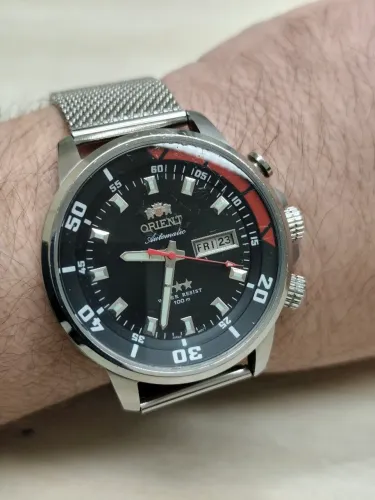 Relógio Orient Race Cebolão 3 Chaves Automático 3 Estrelas 469SS058NH P1SX Pulseira Mesh