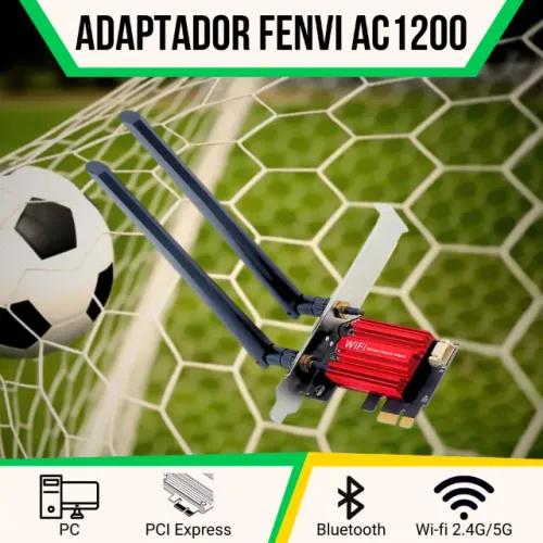 Adaptador Wifi/Bluetooth Fenvi AC1200 Compatível com PCI-Express Slot x1/x4/x8/x16