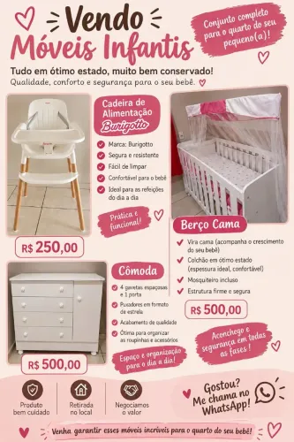 Vendo, berço+ cômoda+cadeira de bb