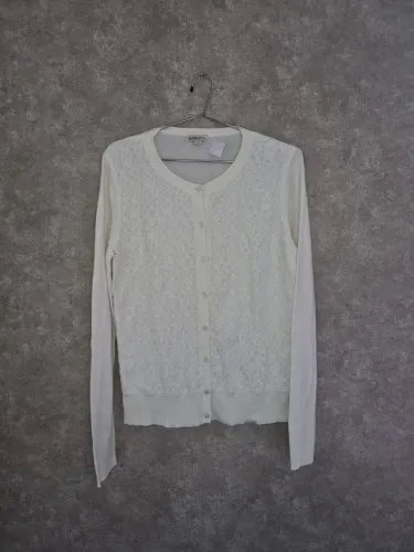 Cardigan Branco Renda Feminino, tam. M