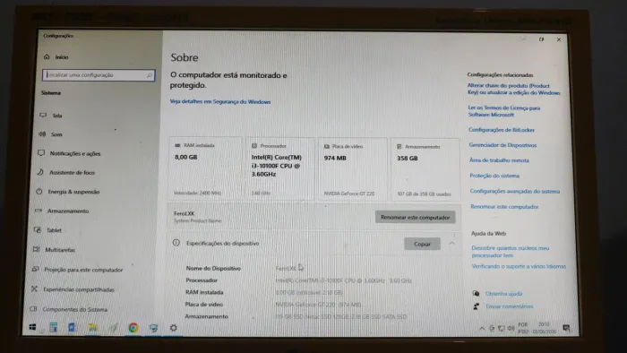 Pc completo DDR 4 core i3 de 10 geração 