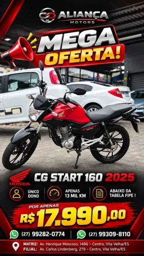 ABAIXO DA FIPE! Honda CG Start 160 2025 R$17.990,00!