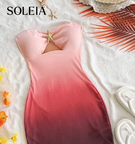 Vestido Mini Estampado Tie Dye Sem Alças Shein