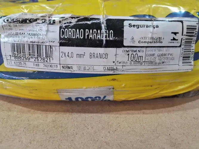 100 Metro Fio cordão paralelo branco 2vias de 4mm marca cobrecom 